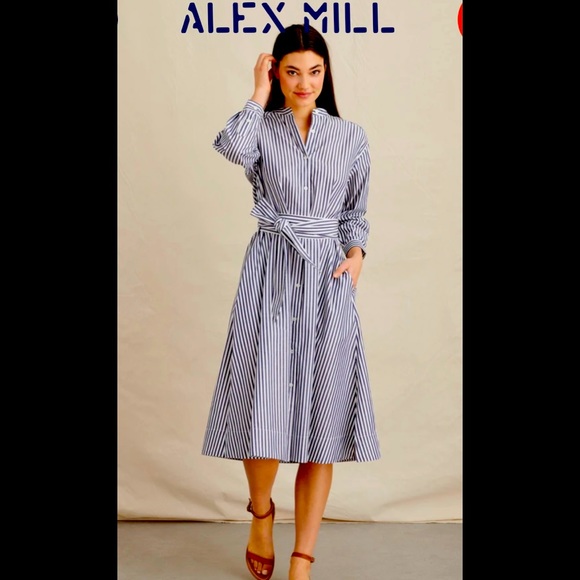 alex mill shirt dress Kerry Dress In Linen Dark Navy / SM